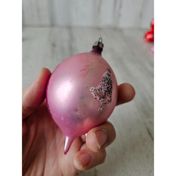 Antique Poland Bell teardrop pink fantasia ornament glass mercury Xmas tree - Picture 8 of 9